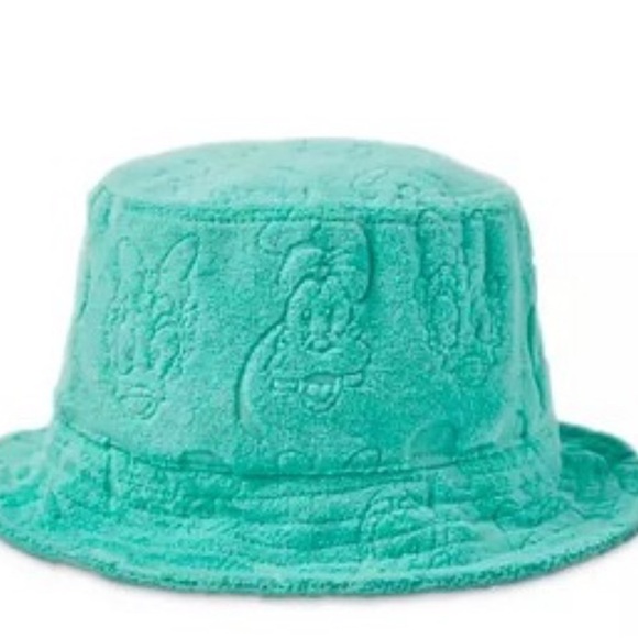 Disney Parks Adults Bucket Hat - Mickey Mouse & Friends Terry Cloth teal NWT - Picture 1 of 5